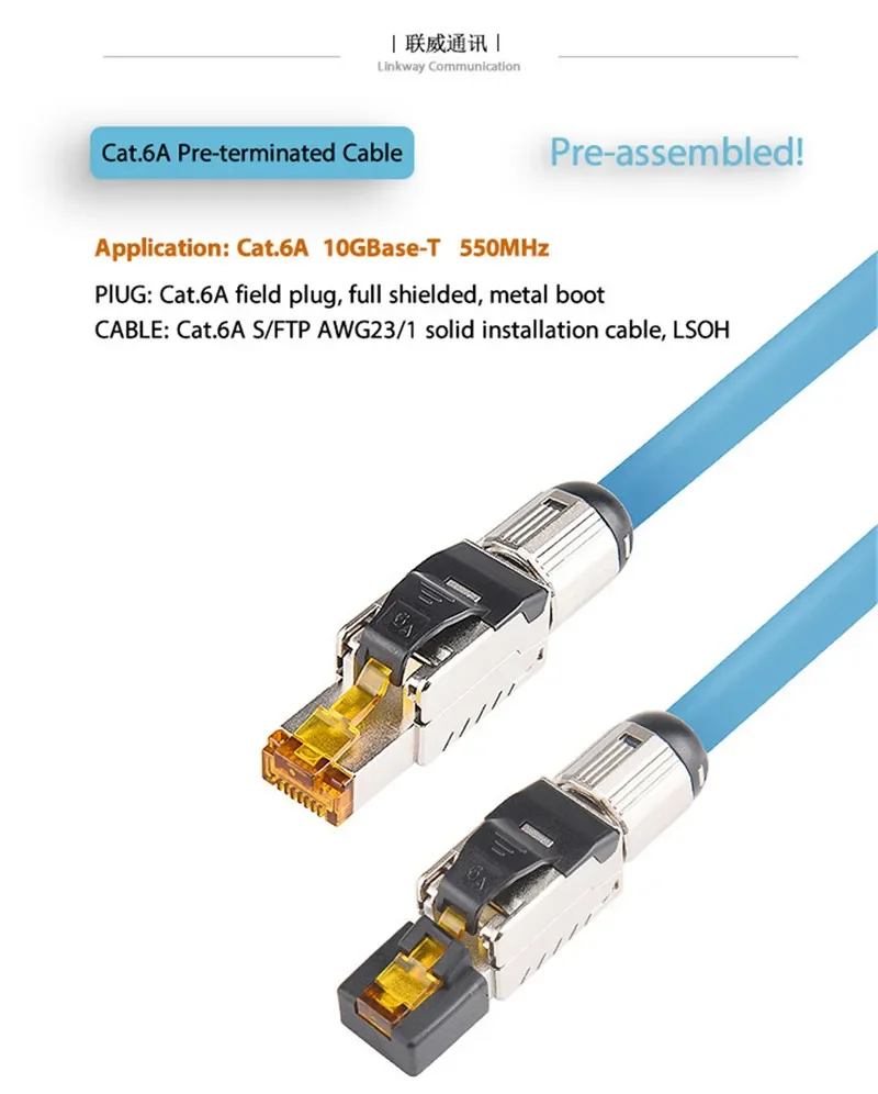 Cat8 Cat7 Cat6A Ethernet Cables RJ45 Connector CAT 6A 7 8  Lan Cable Networking Patch Cord 22AWG 23AWG 24AWG Yellow Green Blue