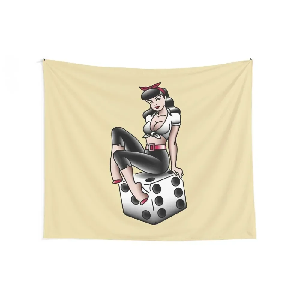 Salty-Dog American traditional lowbrow rockabilly pin-up gal Tapestry Anime Decor Cute Decor Tapestry