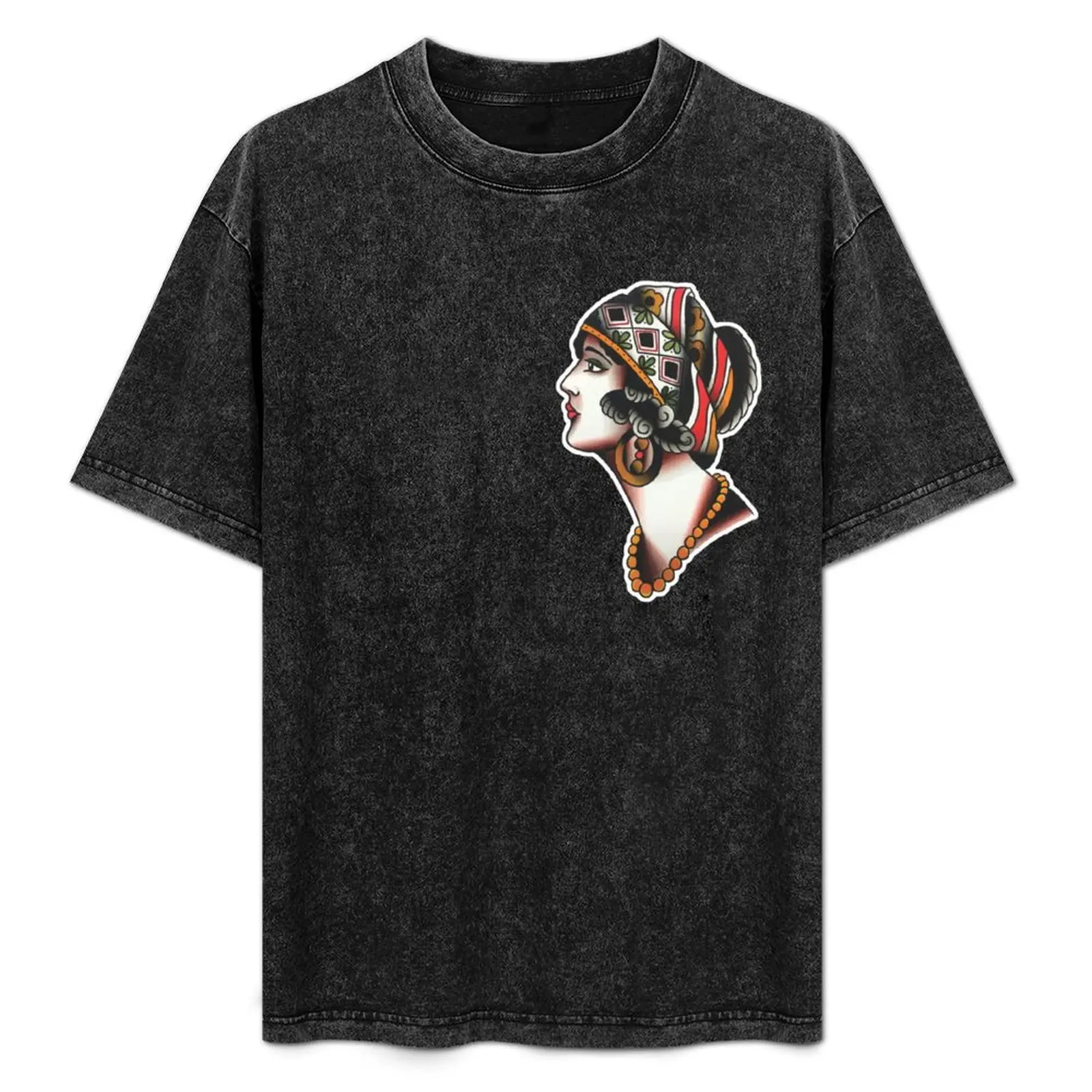 

Traditional Lady Face Tattoo Design T-Shirt Dry Fit Athletic Short Sleeve Shirt