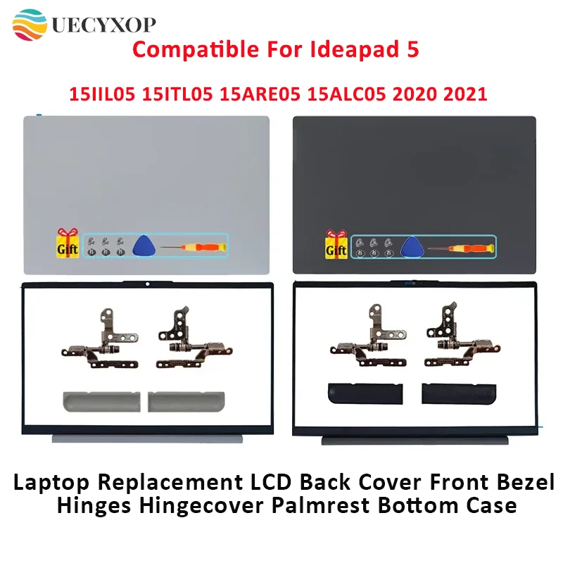 

New Case For Ideapad 5 15IIL05 15ITL05 15ARE05 15ALC05 2020 2021 LCD Back Cover Front Bezel Hinges Palmrest Bottom Case