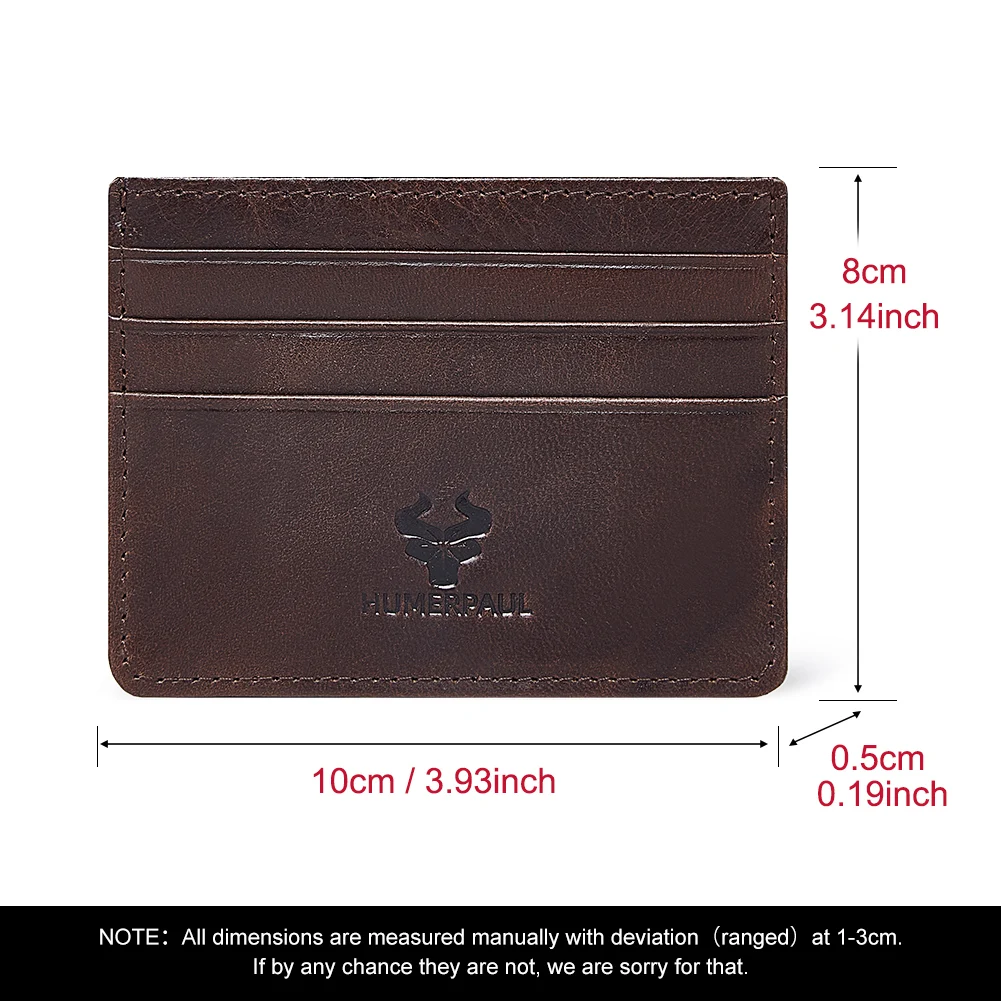 100% Genuine Leather Thin Card Wallet For Men Business Portable RFID Card Slots Card Case ﻿High-Capacity Durable Card Holder