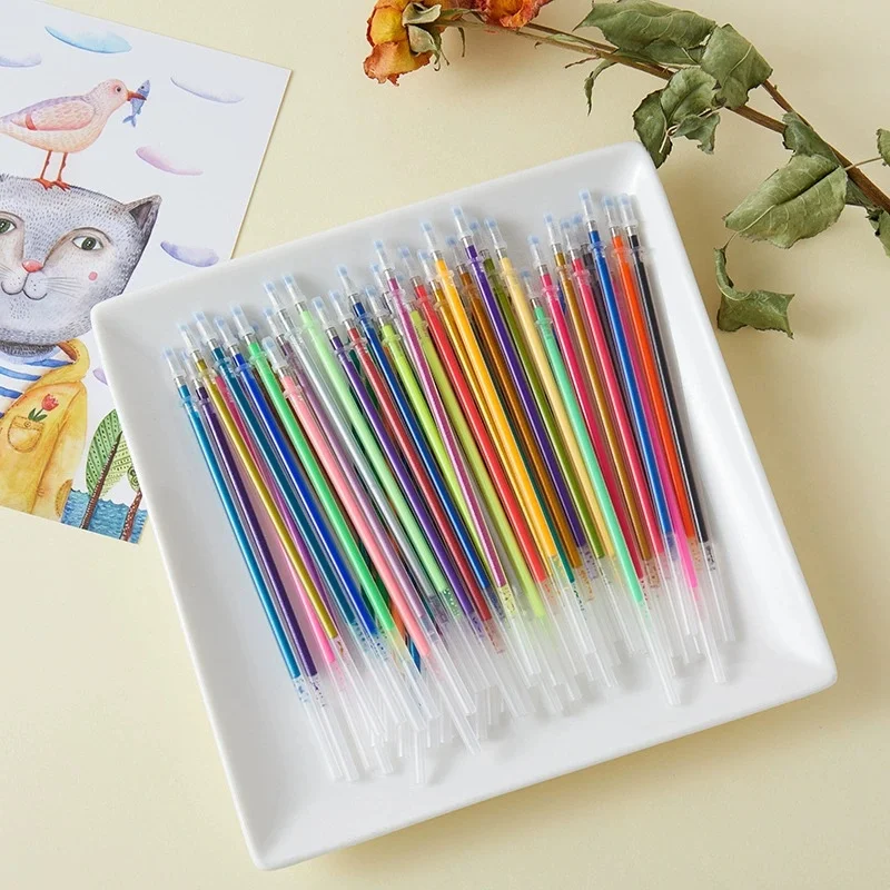12 Colors Colored Gel Pen Refills, Universal 0.5mm Fine Point Ink Refills for Journaling, Drawing, Note Taking & DIY Crafts