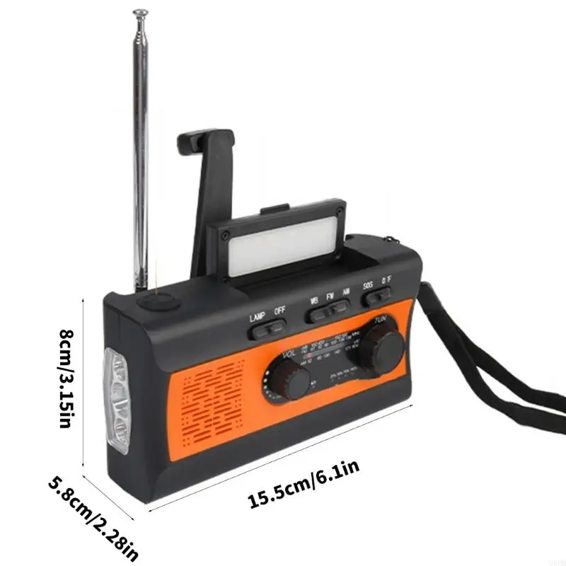 G6DD Awaryjne przetrwanie radio Słoneczne Ręka Słoneczna Noaa Alerty pogodowe LED Światło