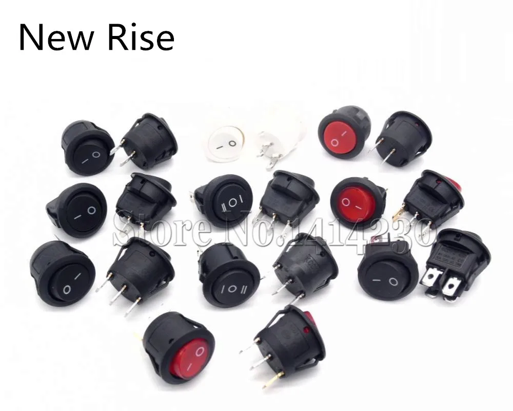 2PCS 23mm Round Rocker Switch Kit 2pin 3pin 4pin 6pin 10A/125V 6A/250V AC 2/3 Position SPDT DPDT ON-OFF-ON/ ON-OFF