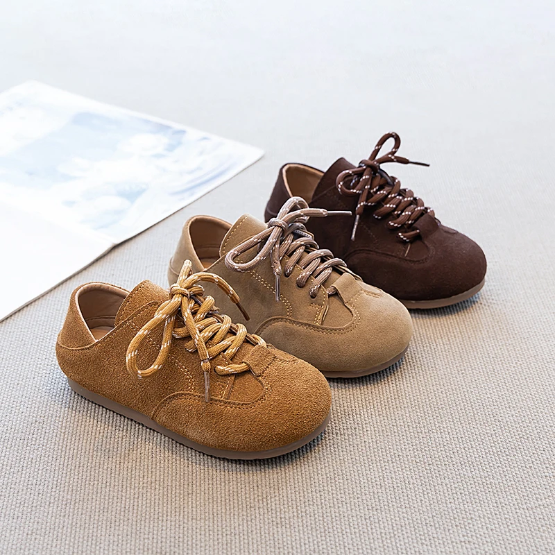 

Весна-Осень 2024, кожаная обувь для девочек, школьная детская повседневная обувь на мелкой подошве, простая детская модная обувь на плоской подошве в стиле ретро, однотонная