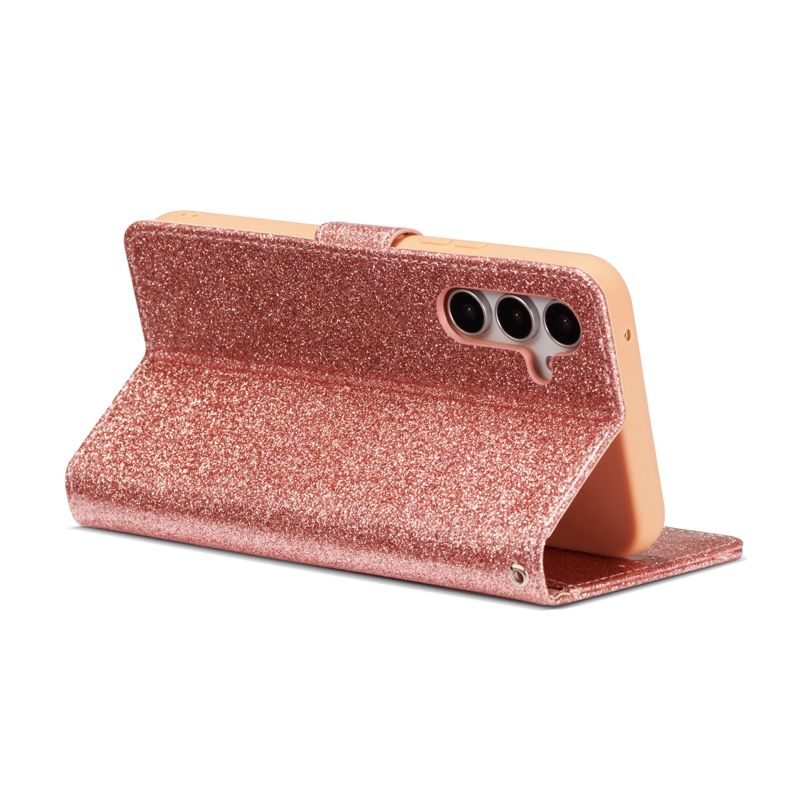 2025 New Model for Samsung Galaxy A15 5g Version Hardware Heart Glitter Mobile Phone Case Anti-Fall Trendy Brand Flip Leather Case Mobile Phone Protective Cover Card Holder