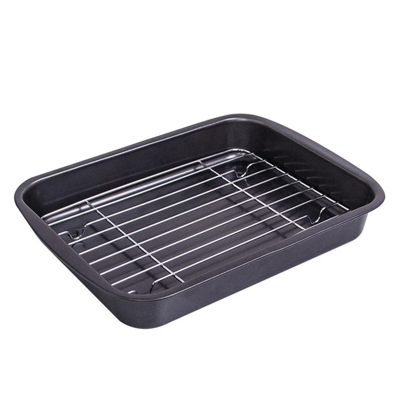 

BBQ Food Pan With Oil Filter Rack Tempura Frying Oil Filter Pan Without Sticking Oil Pan Drying Tray Kitchen Supplies