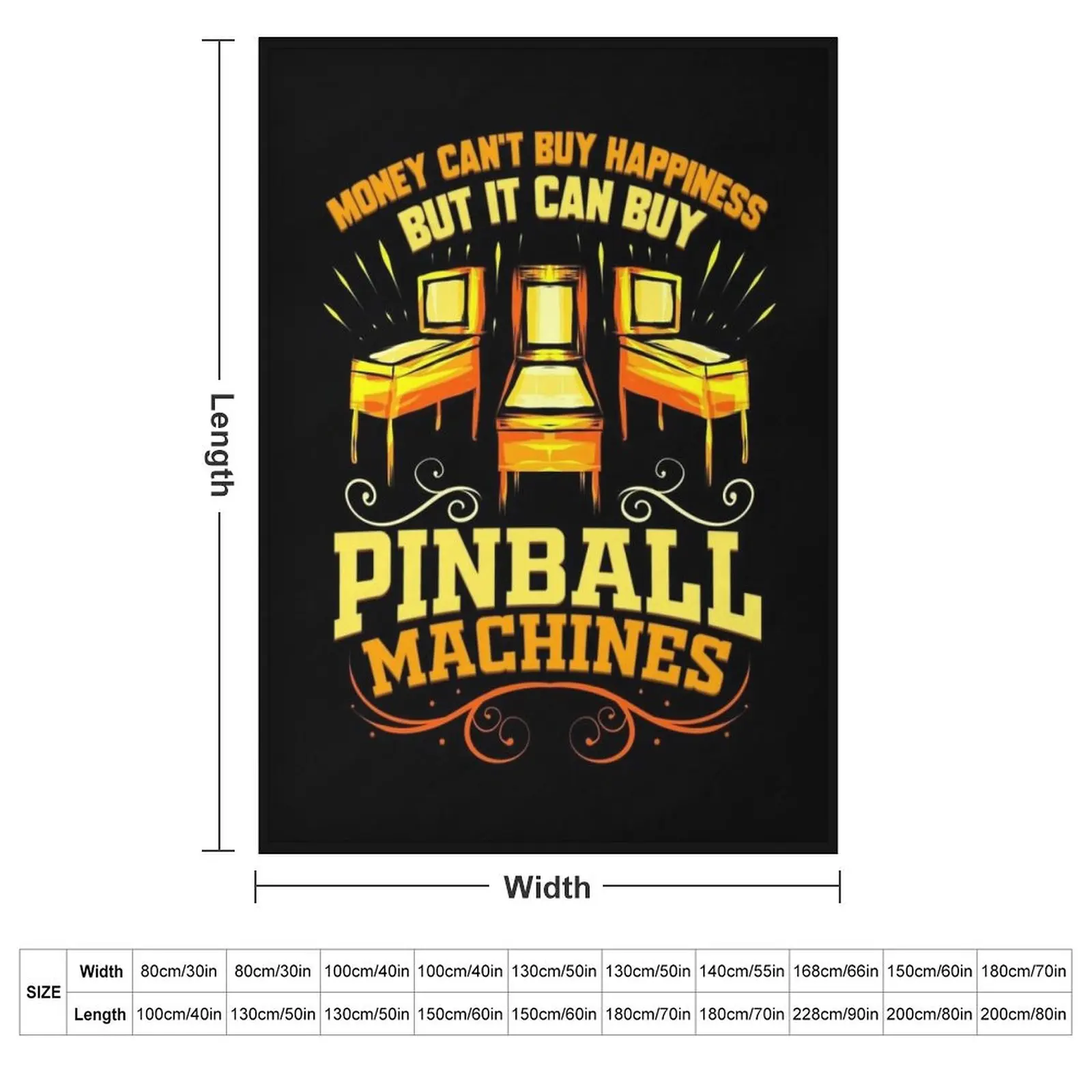 Pinball Machine Buy Happiness Funny Retro Arcade Throw Blanket couch cozy soft plush fuzzy picnic outdoor blanket