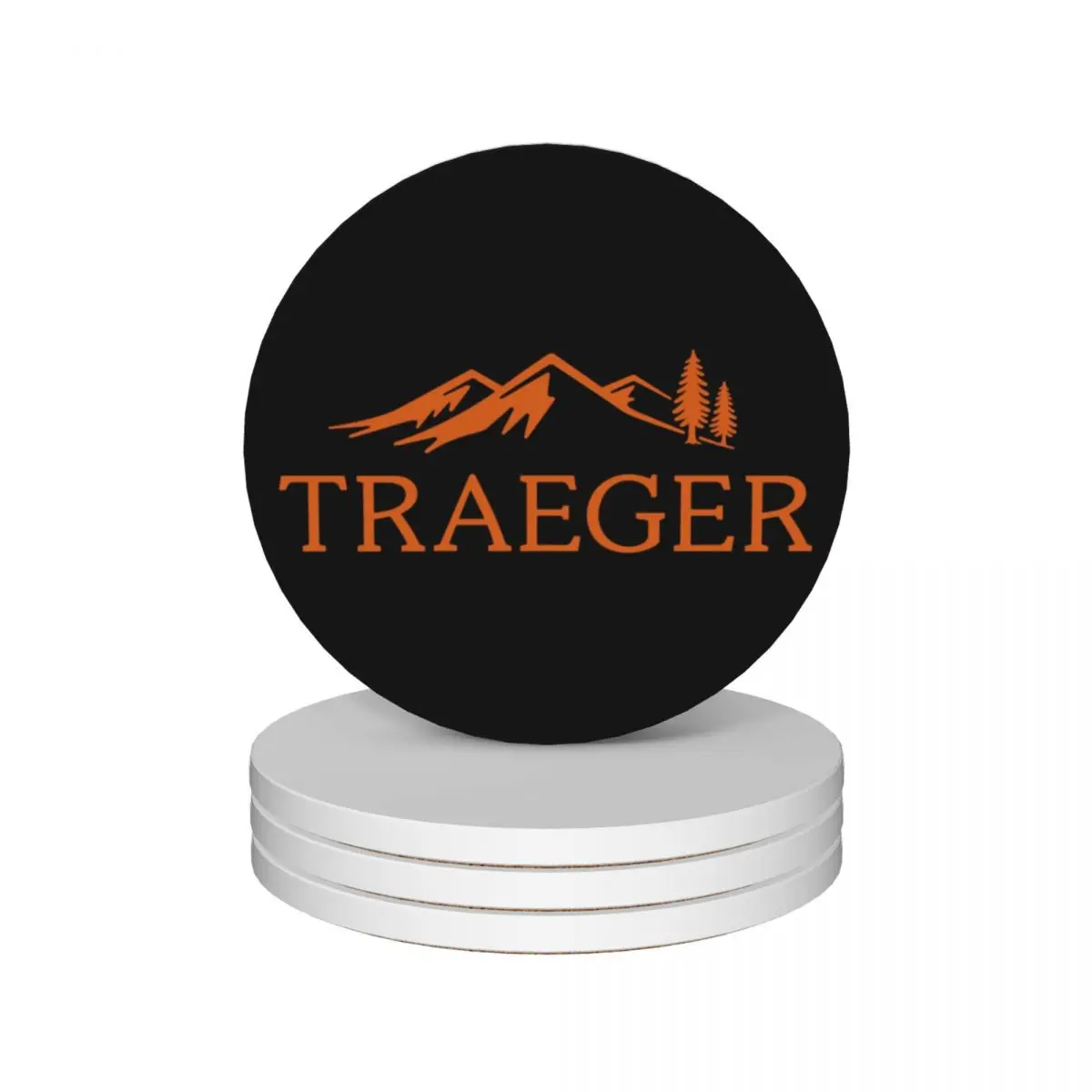 

Traeger Pellet Grill Smoke BBQ Essential Ceramic Coasters (Set of 4) holder set for drinks Coasters