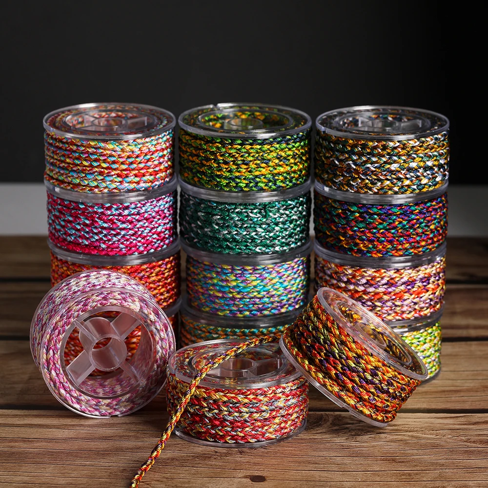 1 Roll About 3.5m Polyester Colorful Thread 3.5mm for DIY Bead Stringing Necklace Bracelet Crafts Jewelry Making Supplies