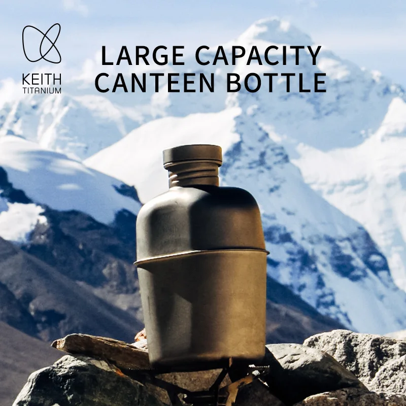Кейт Титановый Аутентичный Безпластиковый Кантин Набор для Обеда Профессиональная Военная Бутылка для Воды 1100 мл с Кастрюлей 700 мл Походный набор