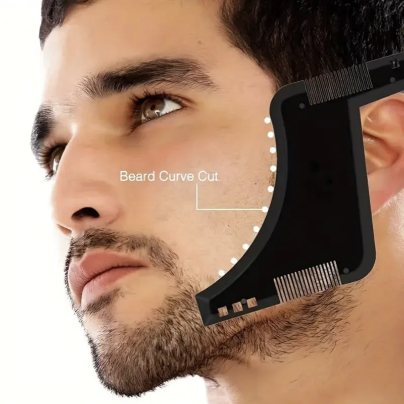 Men Black Plastic Moustache Moulding Comb Straighten Comb Cutter Beard Style Accessories Anti Detangler Moulding Trimmer Ruler