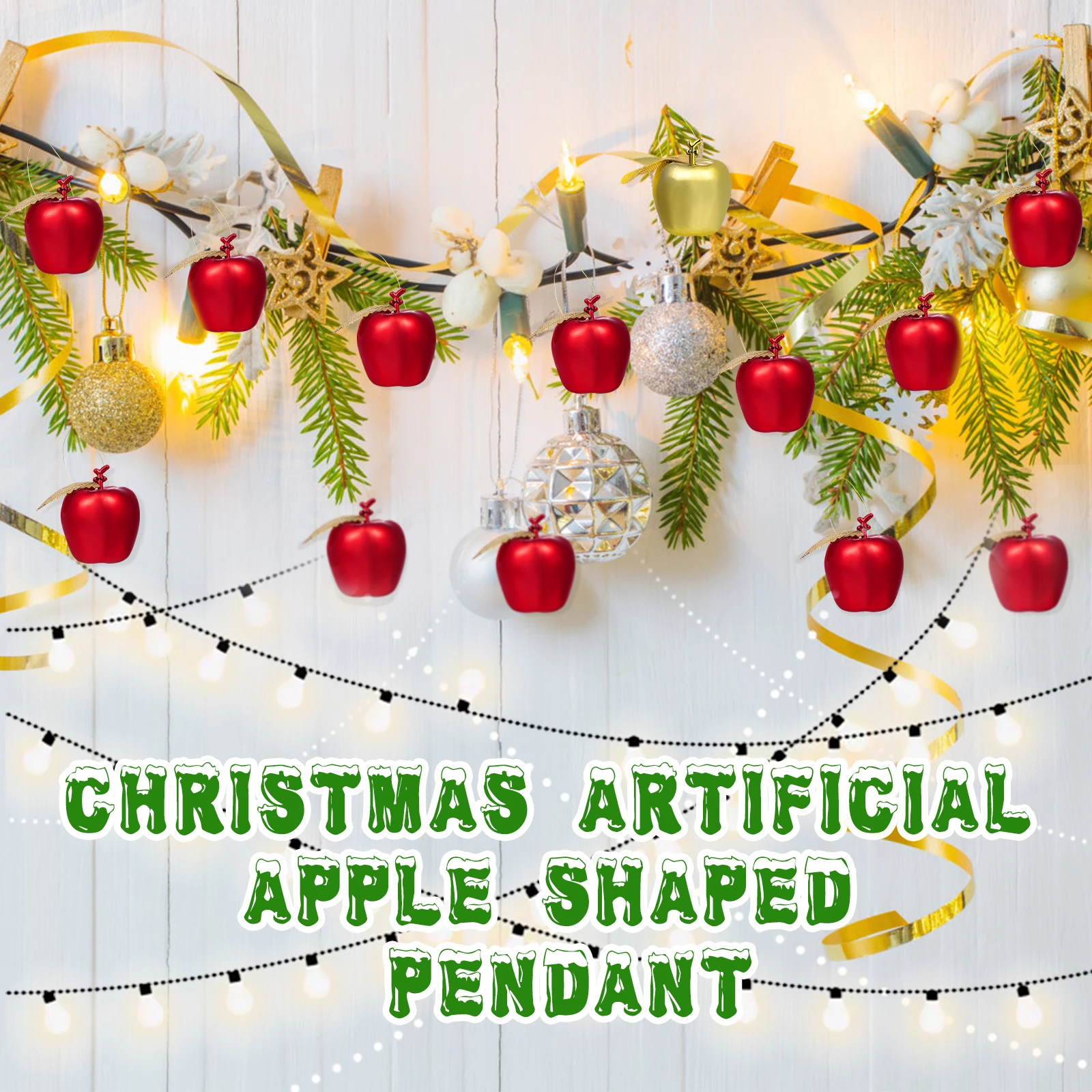 

24Pcs Christmas Apple Hanging Ornaments Plastic Electroplated Small Pendants Tree Decorations Holiday Party Christmas Ornaments