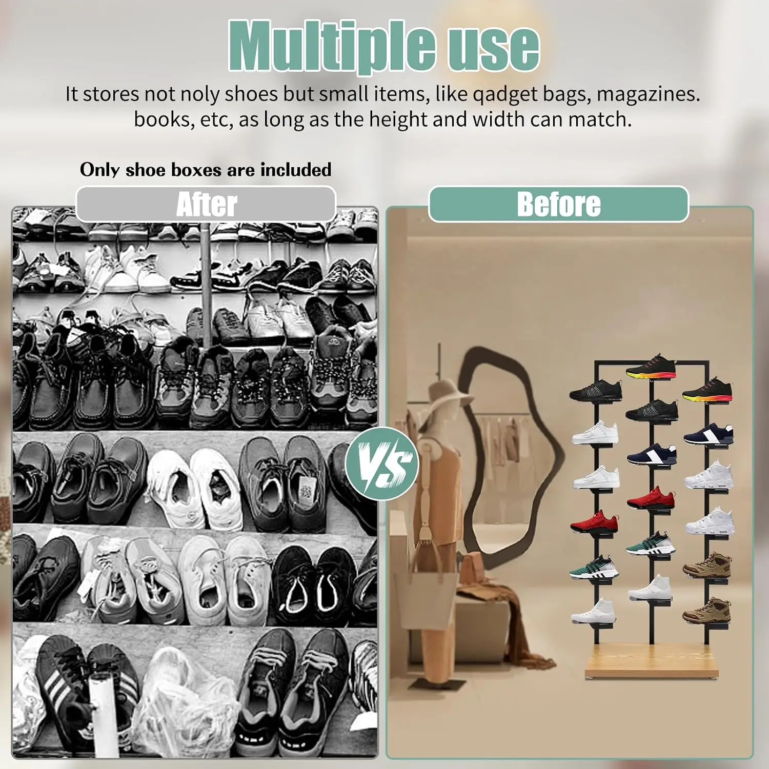 Commercial Shoe Rack & Display Shelf Metal Sneaker Organizer Stand for Retail Boutique Home Store, Customized
