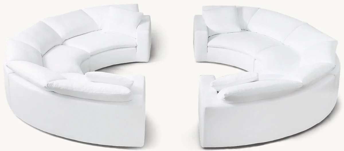 Living Room Furniture Round Couch Wood Frame Fabric Upholstery Soft Seats Indoor Cloud Modular Sofa