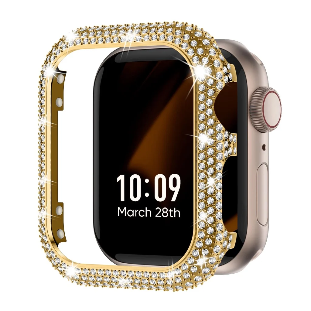 

Diamond Case For Apple Watch 9 8 7 41mm 45mm 44mm 40mm Accessories Bling Bumper Protector Cover iWatch series 9 8 3 4 5 6 se