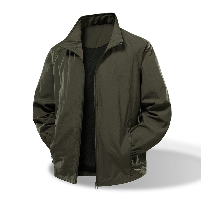 Men Spring Autumn Nylon Stand Collar Work Jacket Elastic Waterproof Outdoor Windbreaker Assault Coat