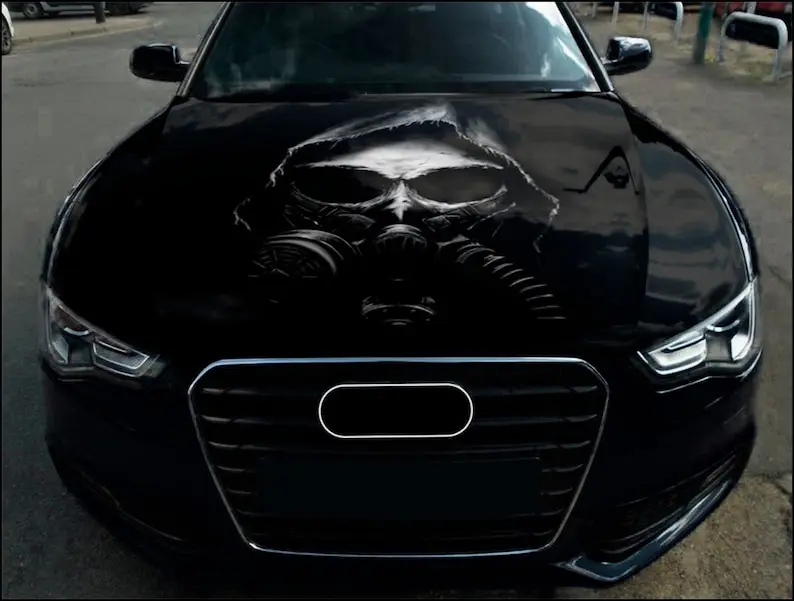 

Skull Car Hood Wrap Full Color Vinyl Decal Gas Mask Sticker