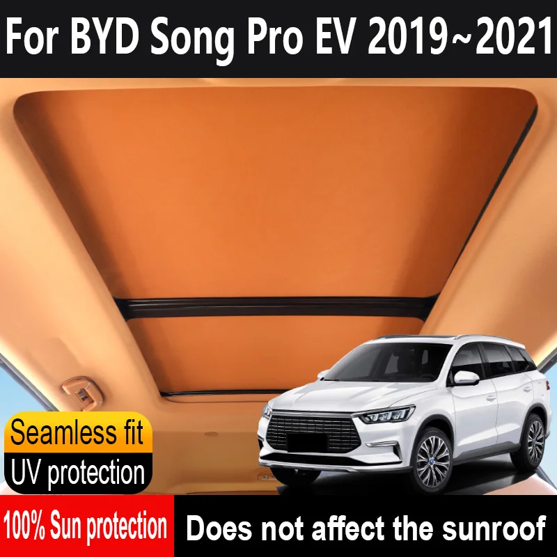 

Car Panoramic Sunroof Insulation Roof Visor For BYD Song Pro EV 2019~2021 Anti-UV Electrostatic Adsorption Sky Curtain Sunshade