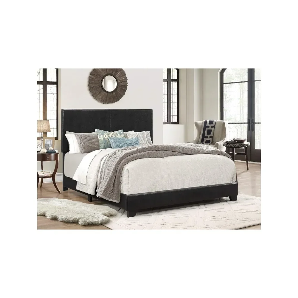 

Erin Upholstered Panel Bed in Black, Queen bedroom furniture beds frame queen twin beds frame