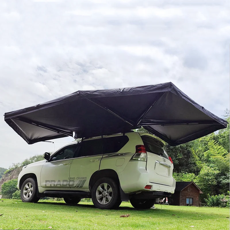 360 Degree Car Awning 2.5M,Car Roof Awning Standing Built-in LED Light,Tent for 5-8 People