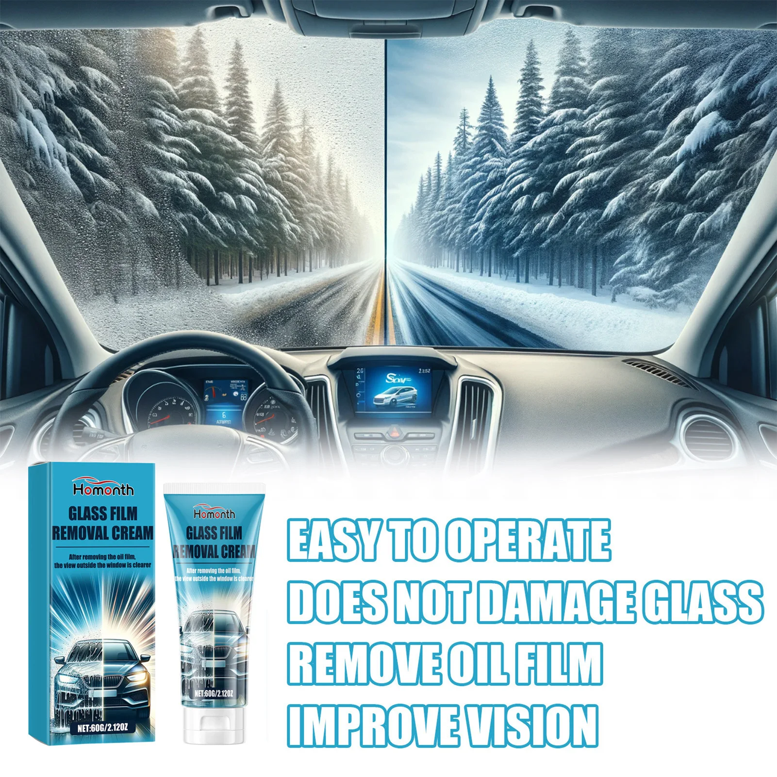 Creme De Remoção De Filme De Vidro, Simples de Usar Poderoso Car Glass Film Cleaner, Adequado Para Manchas Teimosas