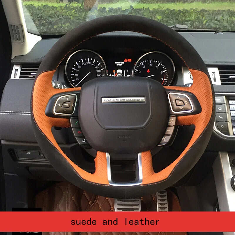 Suede Leather for Land Rover Range Rover Evoque Discovery 4 Hand Sewing Car Steering Wheel Cover Interior Car Accessories