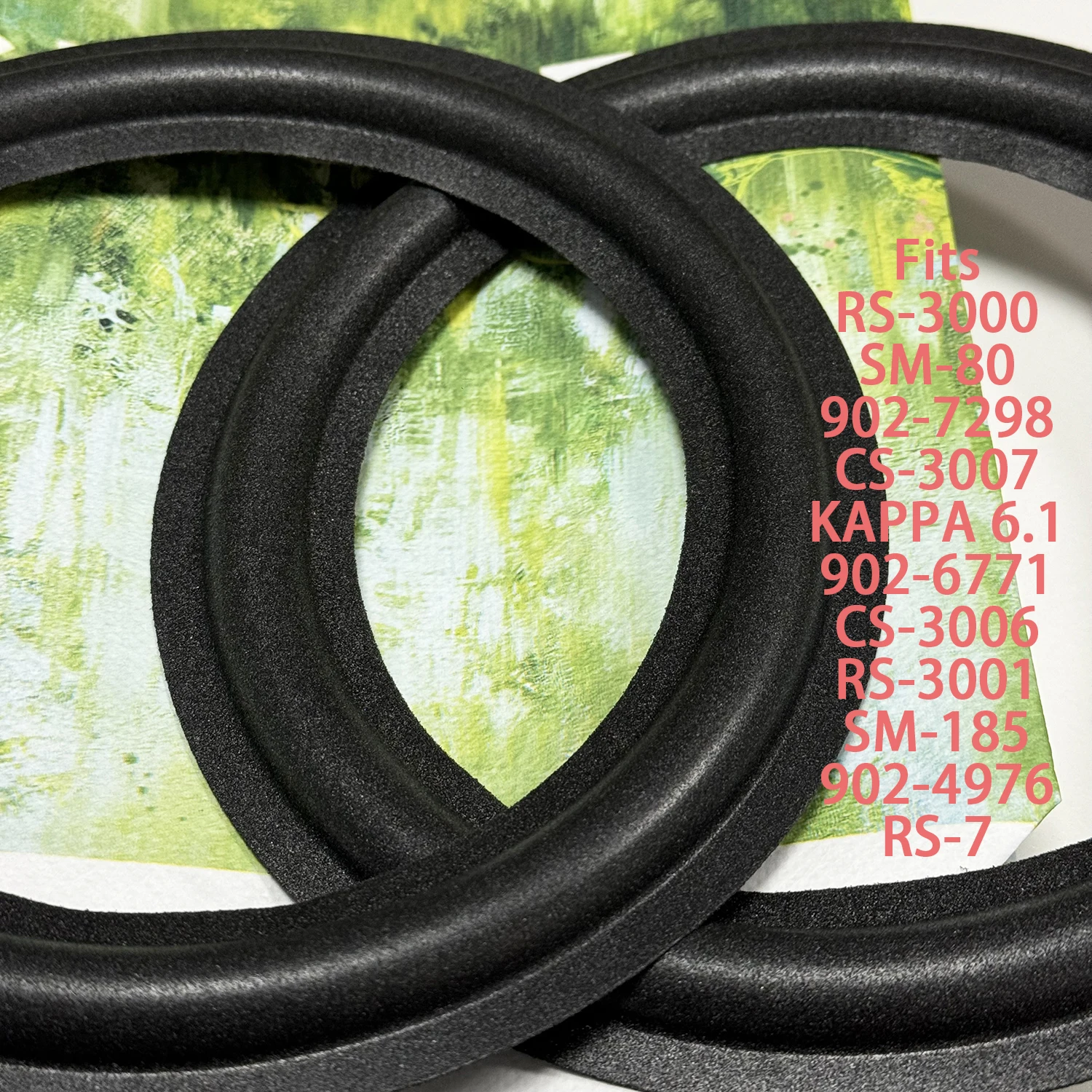 2X Foam Edge Replacement Black Fits JBL RS-3000 SM-80 902-7298 CS-3007 KAPPA 6.1 902-6771 CS-3006 RS-3001 SM-185 902-4976 RS-7