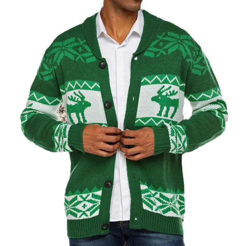 

Winter Men's Christmas Cardigan Sweaters Fashion Man Thermal Knitted Sweater Coats Man Cashmer Lapel Knitted Jackets Clothing