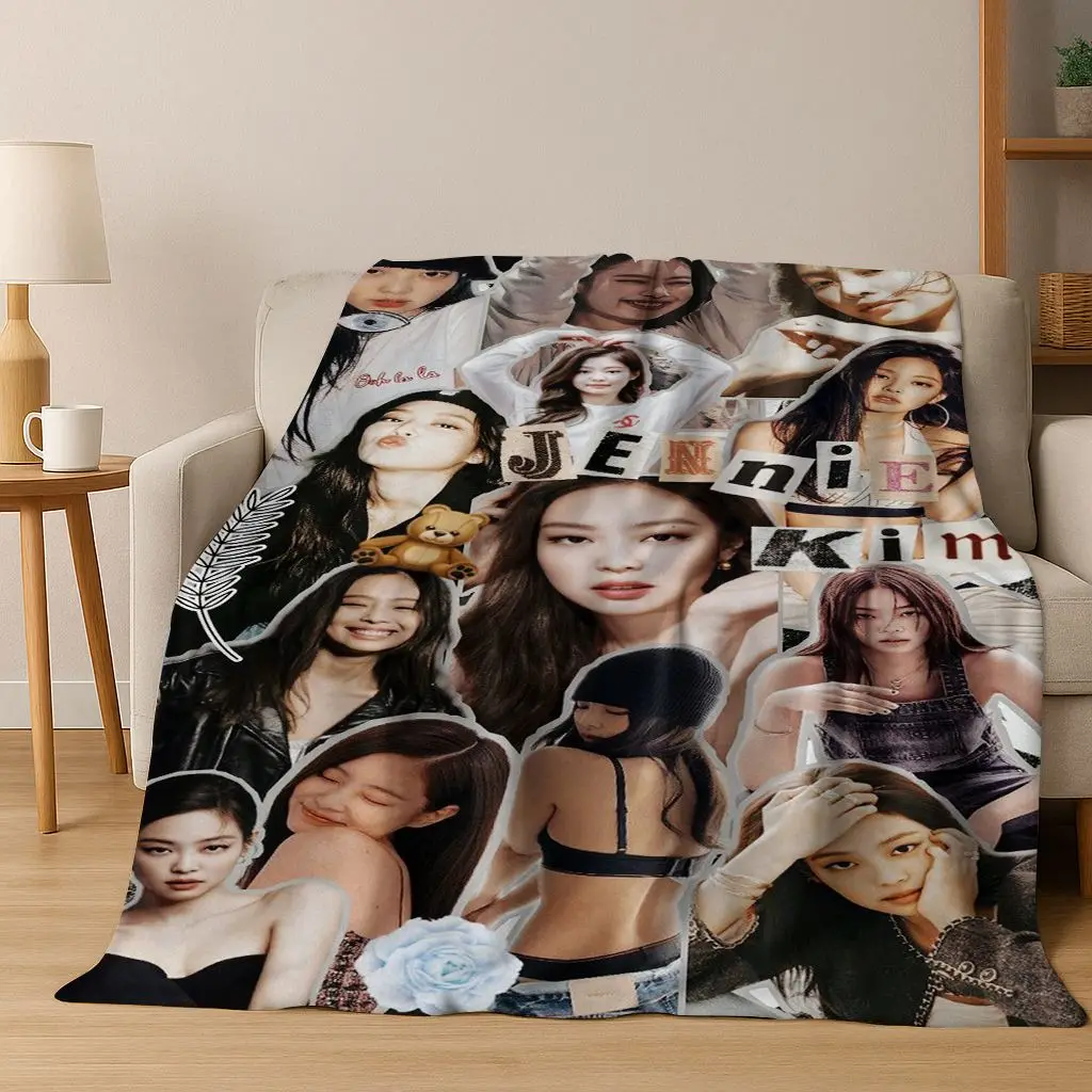 ثلاثية الأبعاد جيني كيم Kpop B-أسود الوردي المغني ستار الفانيلا بطانية لينة رمي بطانية للسرير غرفة نوم غرفة المعيشة السفر نزهة هدية #1