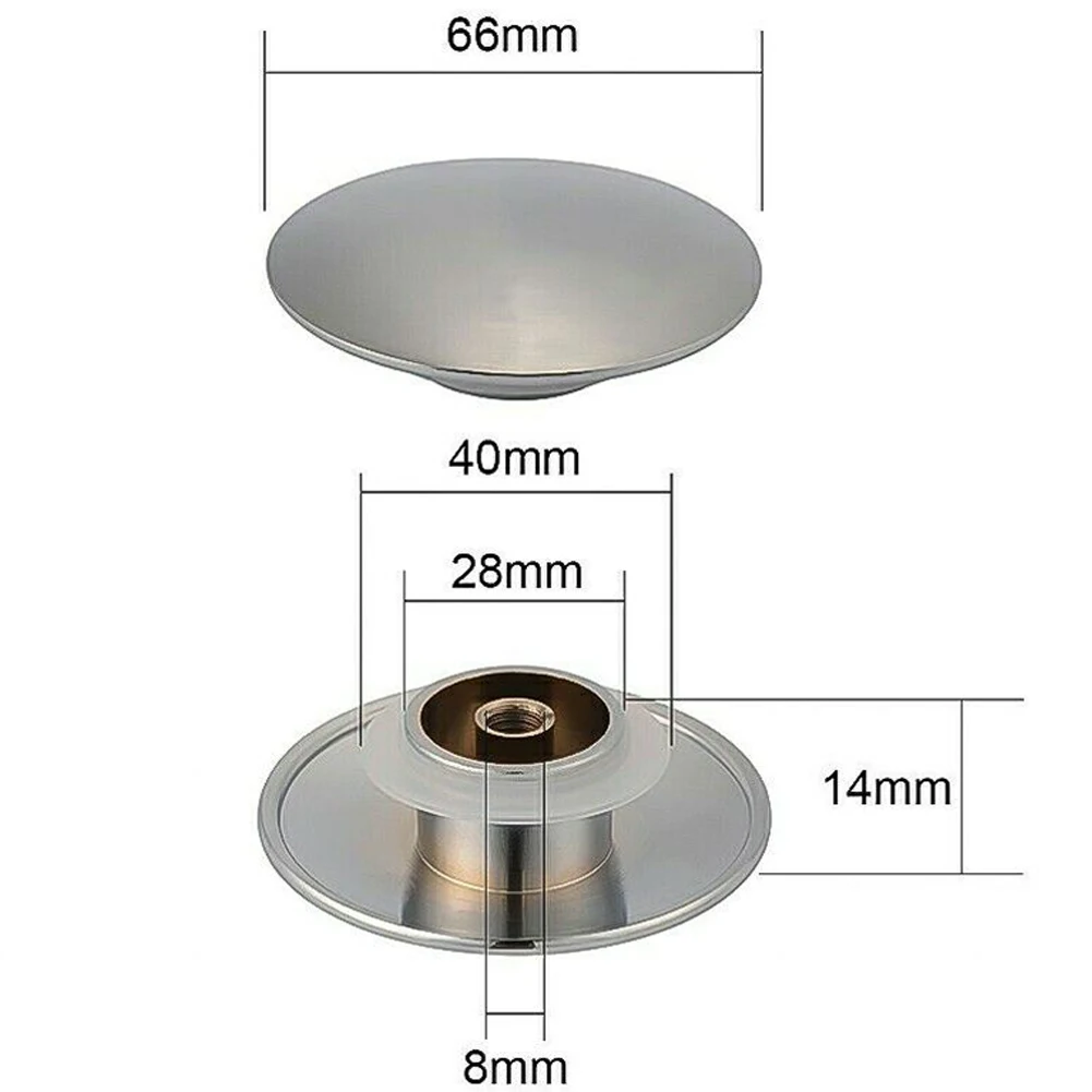 대야 폐기물 싱크 플러그, 실버 크롬, 66mm 팝업 캡, 클릭 클랙 푸시 단추, 욕실 싱크 배수 스토퍼 교체 부품