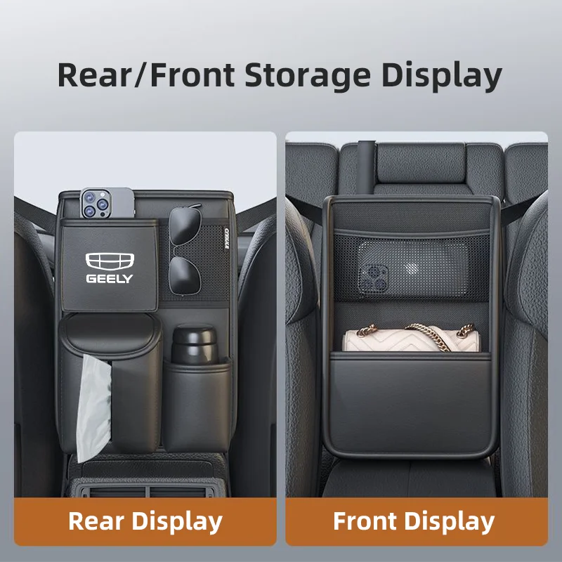 Car Seat Middle Storage Bag For Geely Atlas Coolray Emgrand EC7 EC8 EX7 CK2 Armrest Hanging Organizer Handbag Holder Storage Bag