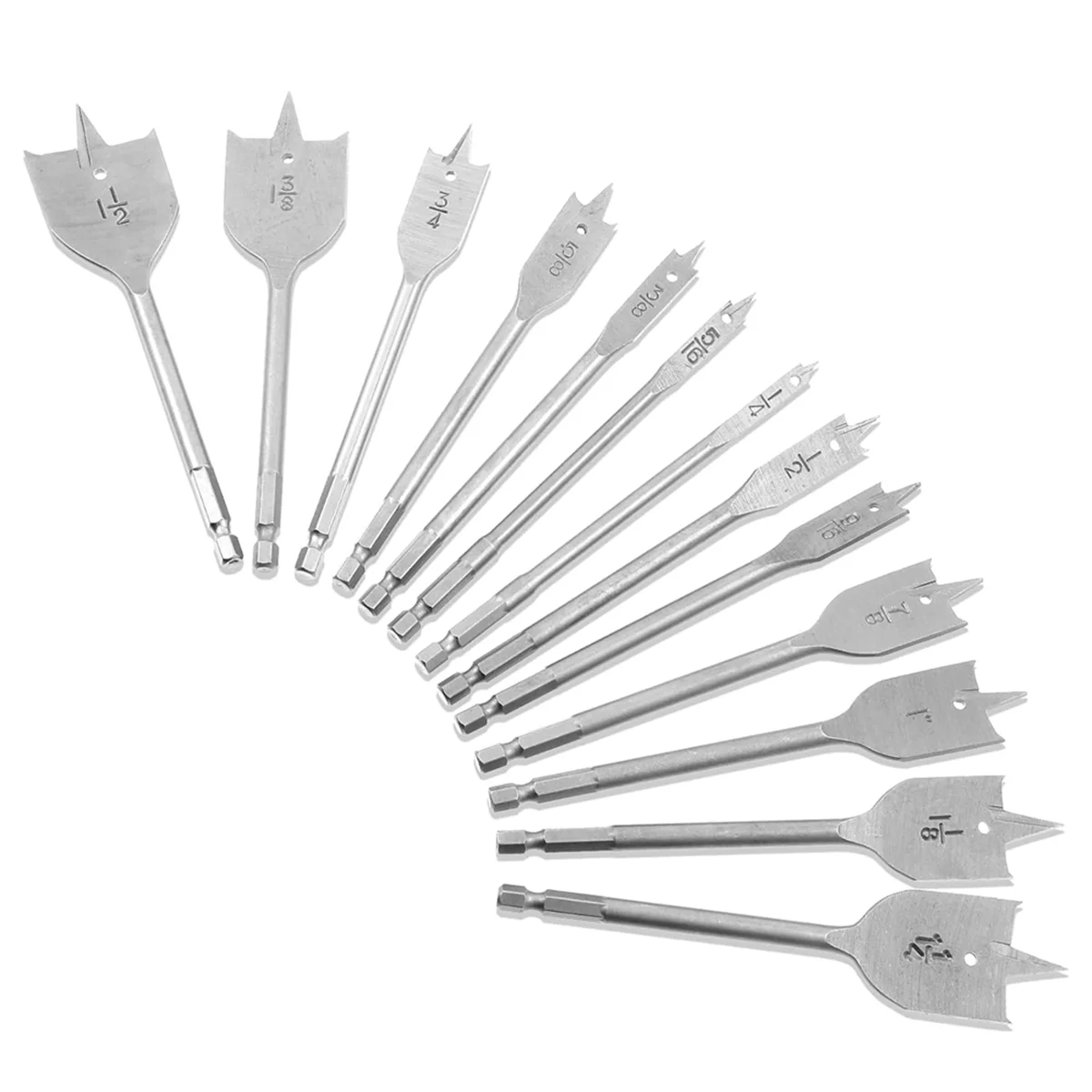 

New 13-Piece Spade Drill Bit Sets, Alloy Steel Paddle Flat Bit, Flat Wood Hole Cutter Fit for Woodworking, Assorted Bits