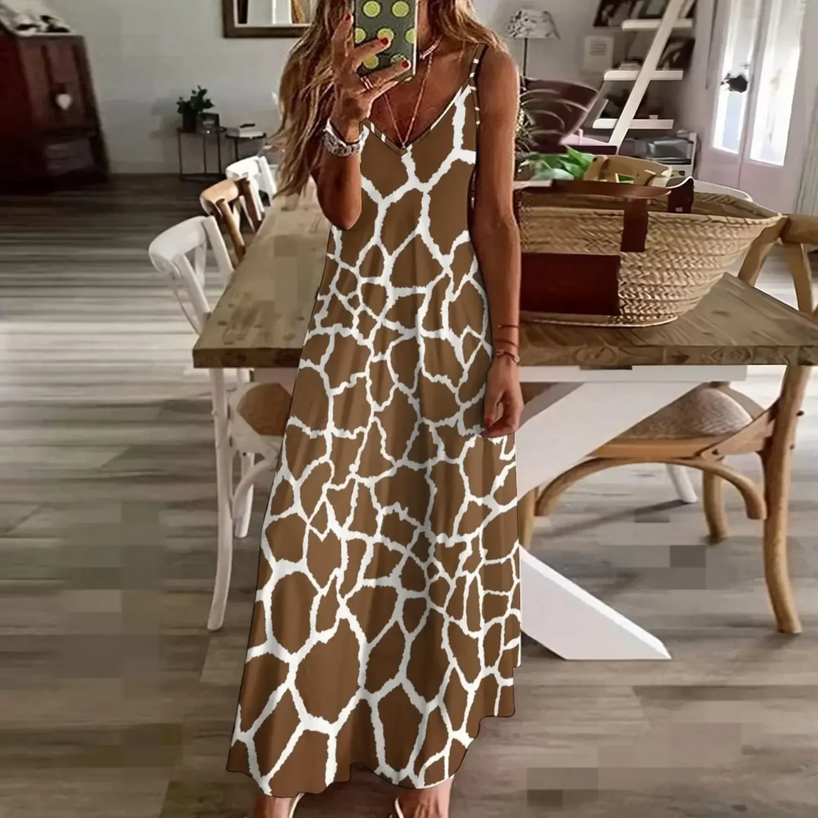 Giraffe print Sleeveless Dress Prom gown women clothing 2025 new arrivals Dress