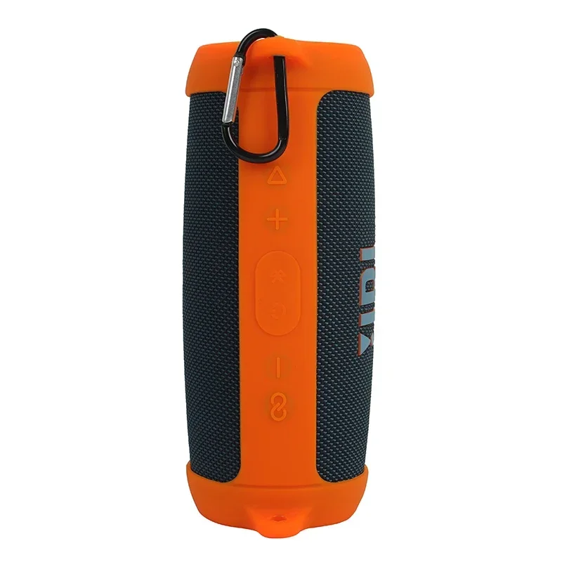 Wireless Bluetooth Speaker Case Soft Silicone Cover Skin With Shoulder Strap Protective Carabiner for JBL Charge 5 Bag Holder