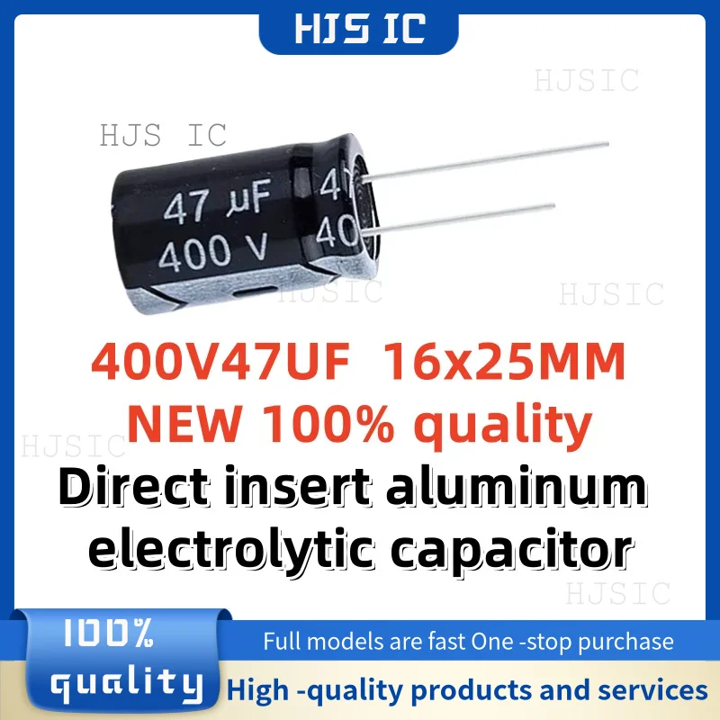 5PCS~10PCS NEW 100% quality 400V47UF 16x25MM 47uf 400v 16*25mm 47μF 400v 16X25MM Direct insert aluminum electrolytic capacitor