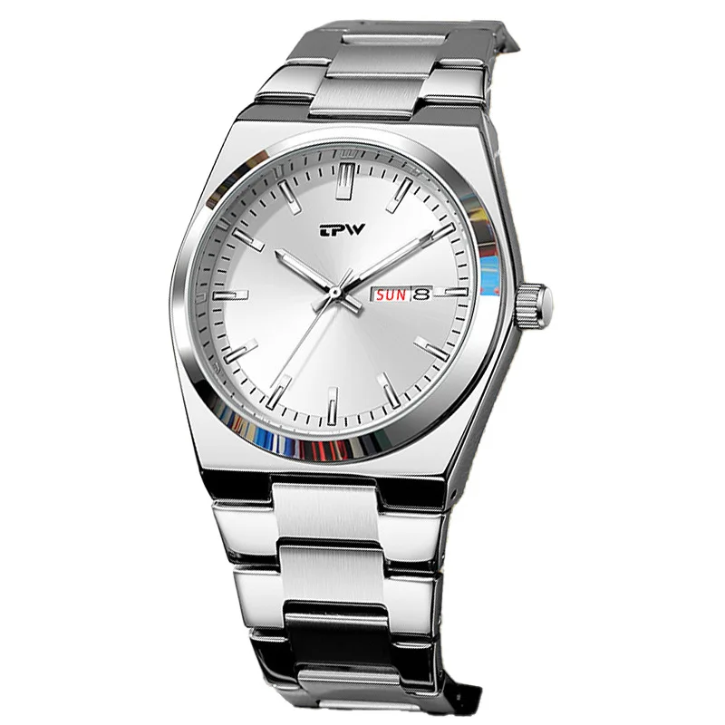 

Роскошные деловые кварцевые часы из нержавеющей стали 2024, элегантные наручные часы с двойным календарем, элитные Reloj Pour Hombre