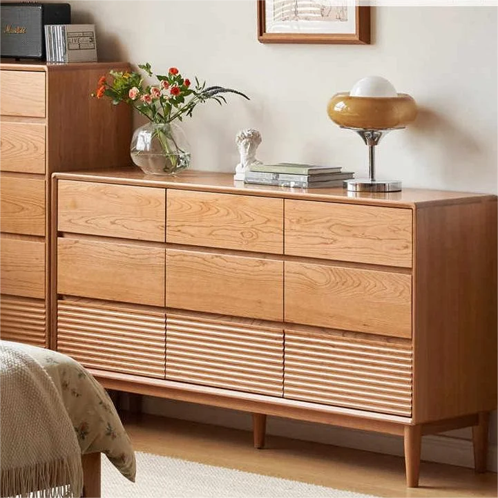 

Japanese Cherry Solid Wood Storage Cabinet Elegant Chest of Drawers for Bedroom Living Room Home Furniturepromote sales