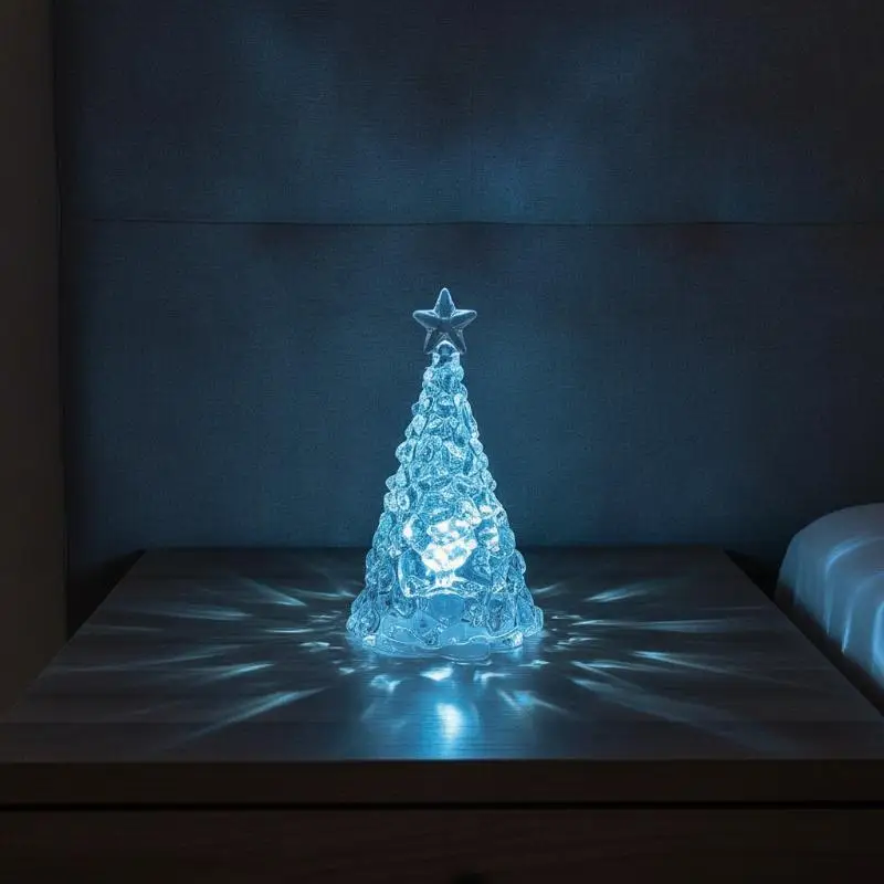 Crystal Christmas Tree Night Light Christmas Desktop Ornament Xmas Tree Lamp Christmas Gift Glow In The Dark Home Decor