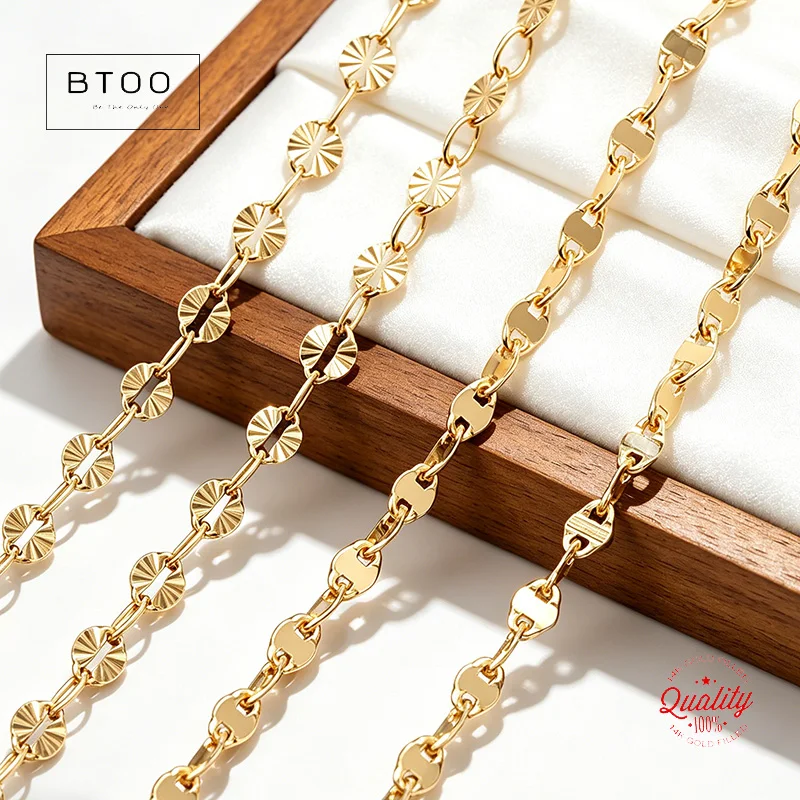 

2.2mm Disc Link Chain 14k Gold Filled Bulk Wholesale Unfinished DIY Jewelry Footage Permanent Gold Chain for Footwear