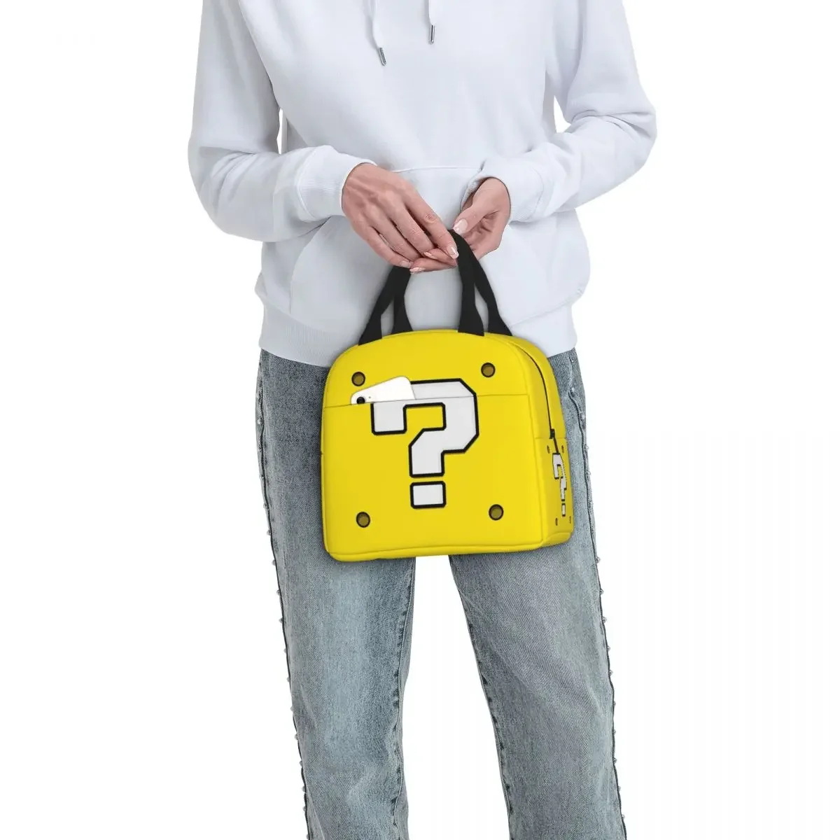 Question Block Marios Insulated Lunch Bag Leakproof Lunch Container Cooler Bag Tote Lunch Box Beach Travel Bento Pouch