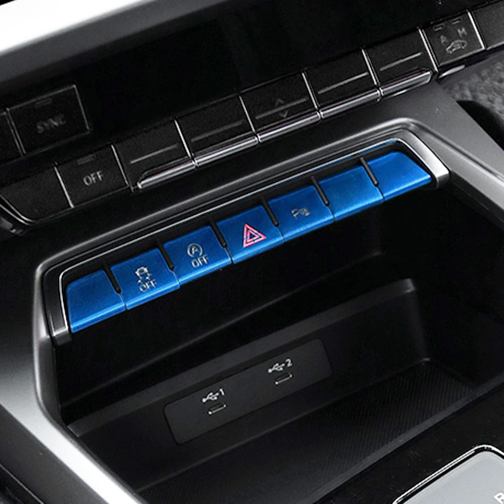 For Audi A3 8Y 2021 2022 2023 Car Central control ESS Buttons Decor Emergency Flashers Sticker Protective Cover Auto Accessories