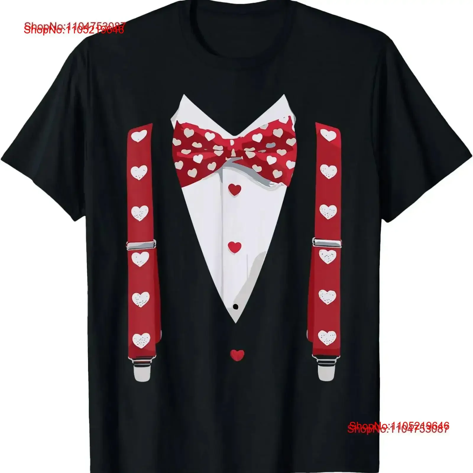 Hearts Bow Tie Suspenders Valentines Day Costume Boys T Shirt s 4XL vintage Washed Slightly fashion Casual vintage Washed