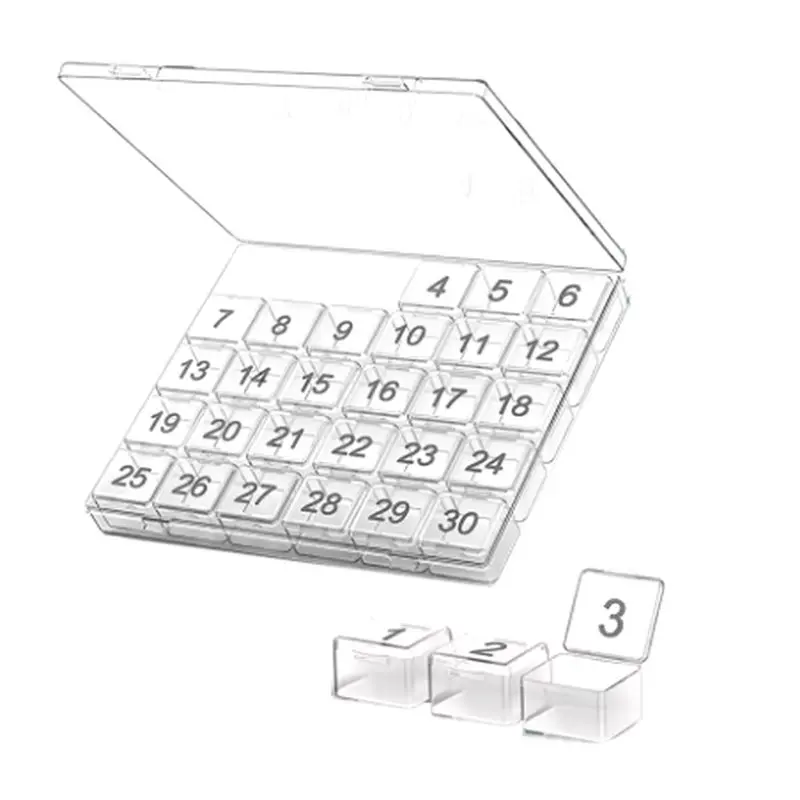 AA20-Tragbare Pillendose für einen Monat – Monatlicher Pillenorganizer – 30-Tage-Pillendose mit Fächern, großes Fassungsvermögen, Bildfarbe