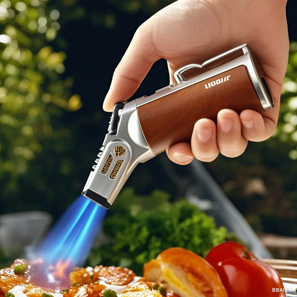 

JOBON-Windproof Inflatable Cigar Lighter, Strong Four Blue Flame, Adjustable Size, Fixed Fire Lock Design, Torch Gun Cycle