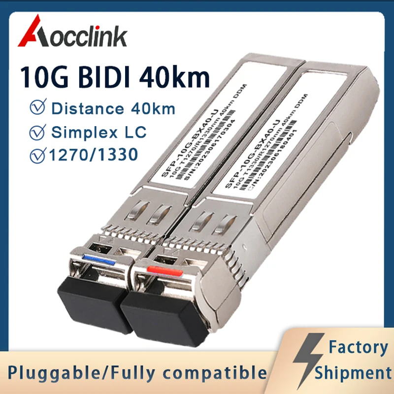 SFP+10G BIDI 40km TxRx1270nm1330nm Single Fiber Bidirectional LC Optical Transceiver Module DDM for Cisco Mikrotik Switches