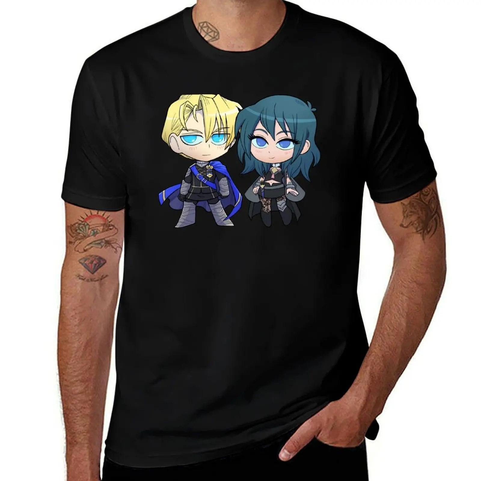 

Byleth (F!Byleth) and Dimitri - Fire Emblem Three Houses - Chibi Cuties T-Shirt Summer Print Short Sleeve Tee