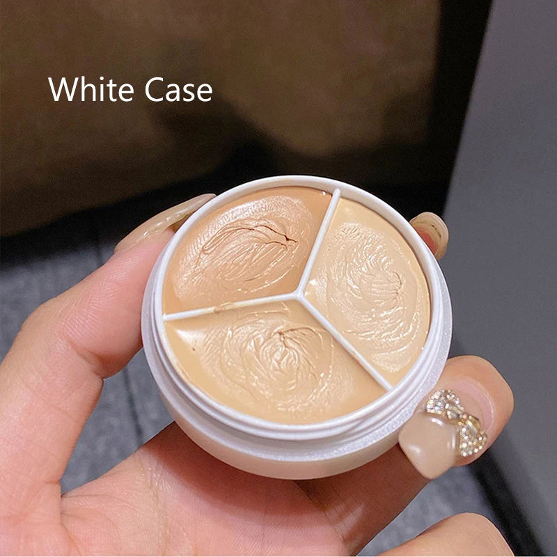 1 Pc Tri-Color Concealer Cover Spots Gezicht Acne Markeringen Tattoo Traan Trog Donkere Kringen Litteken Over Vloeibare Foundation Make-Up