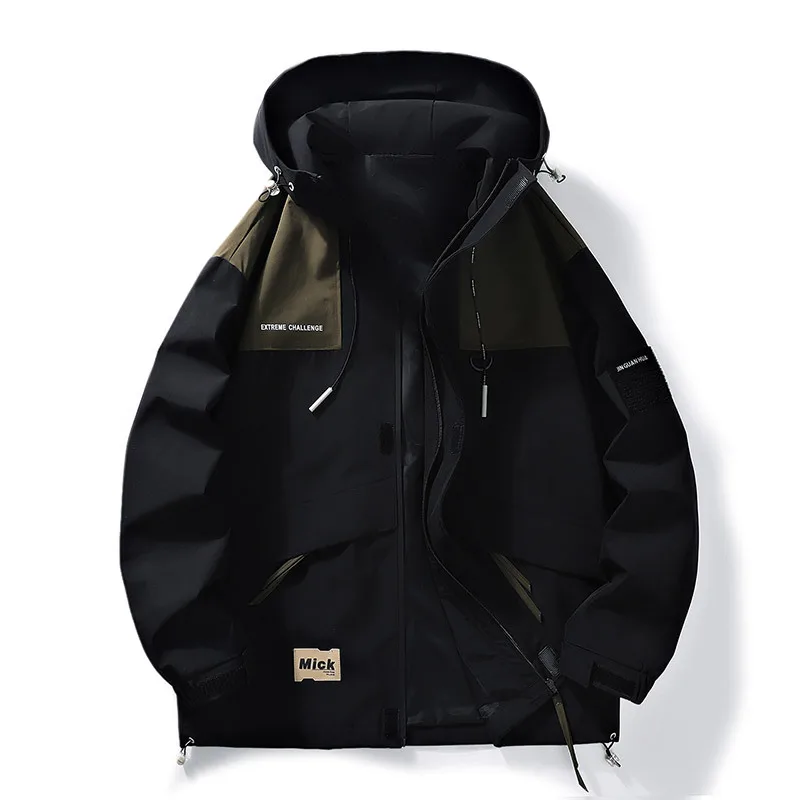 

GIOIOMen's Jacket，Autumn Winter Fleece Lined Thickened Color Block Hooded Warm Cotton Jacket，Fashion Casual Top Coat