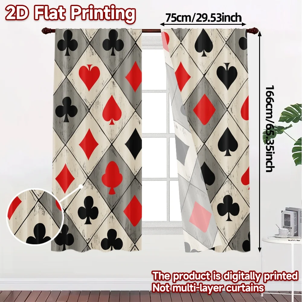 2D Flat Printing,JIT 2pcs, Curtains (Without Rod) Card Curtain Popular Minimalist Curtains Machine Washable Fabric Curtains